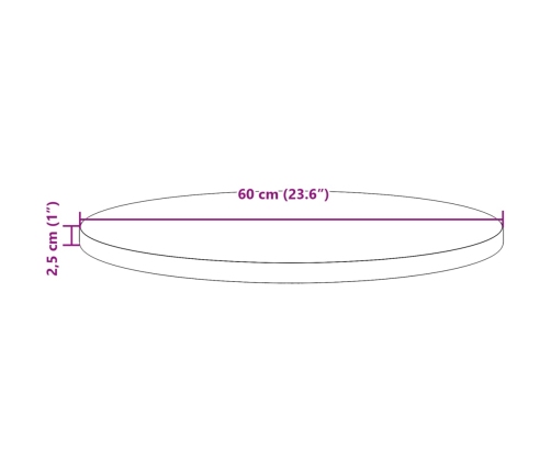 Tablero de mesa redondo madera maciza de pino marrón Ø60x2,5 cm