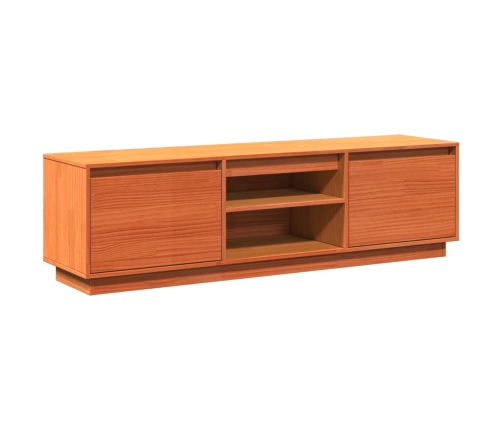 Mueble de TV madera maciza de pino marrón cera 140x35x40 cm