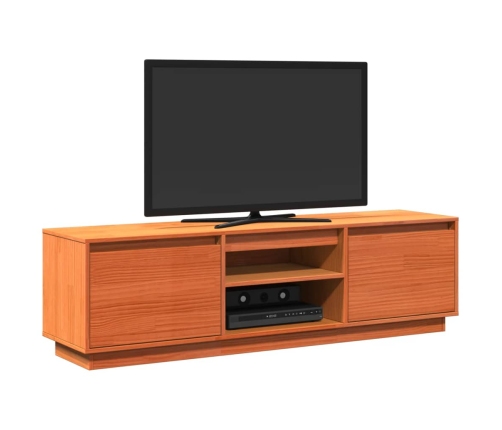 Mueble de TV madera maciza de pino marrón cera 140x35x40 cm