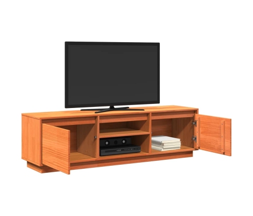 Mueble de TV madera maciza de pino marrón cera 140x35x40 cm