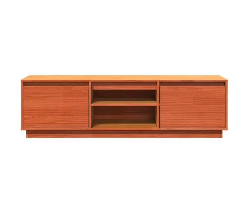 Mueble de TV madera maciza de pino marrón cera 140x35x40 cm