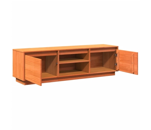 Mueble de TV madera maciza de pino marrón cera 140x35x40 cm