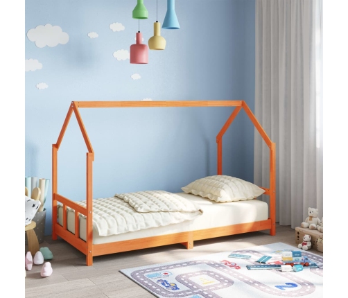 Estructura de cama infantil madera de pino marrón cera 90x190cm