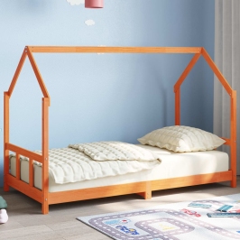 Estructura de cama infantil madera de pino marrón cera 90x190cm