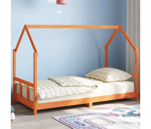 Estructura de cama infantil madera de pino marrón cera 90x190cm