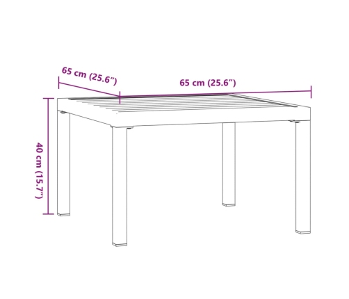 Mesa de centro de jardín aluminio negro 65x65x40 cm