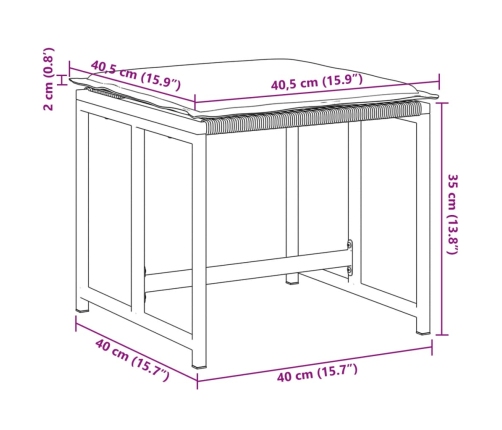 Taburetes de jardín con cojines 4 uds ratán sintético negro