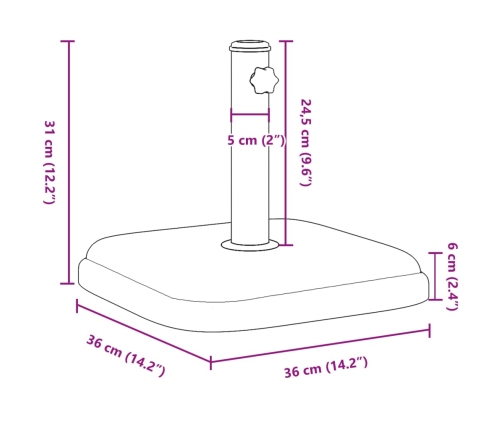 Base de sombrilla cuadrada para palos de Ø32/35/38 mm 11 kg