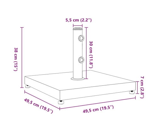 Base de sombrilla cuadrada para palos de Ø32/38/48 mm 28 kg