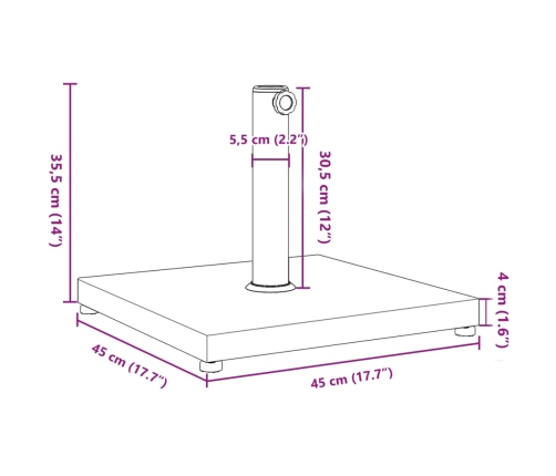 Base de sombrilla cuadrado para palos de Ø32/35/38 mm 18 kg