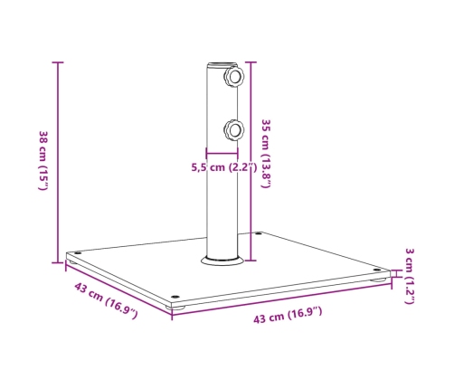 Base de sombrilla redonda para palos de Ø32/38/48 mm 25 kg