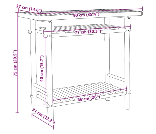 Mesa consola de bambú 90x37x75 cm