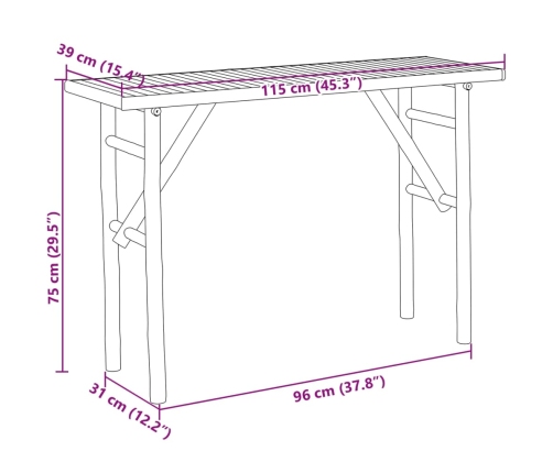 Mesa consola de bambú 115x39x75 cm