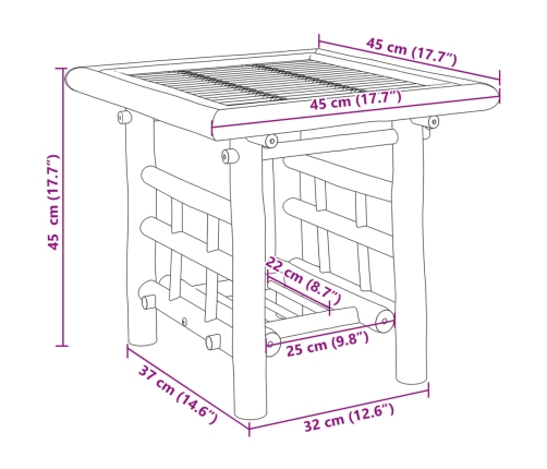 Mesa de centro de bambú 45x45x45 cm