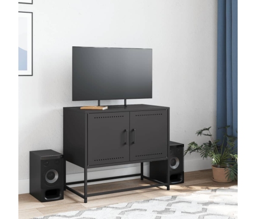 Mueble para TV de acero negro 68,5x39x60,5 cm