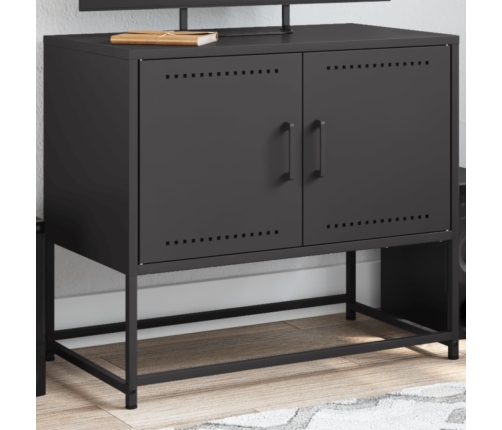 Mueble para TV de acero negro 68,5x39x60,5 cm