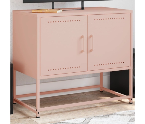 Mueble para TV de acero rosa 68,5x39x60,5 cm