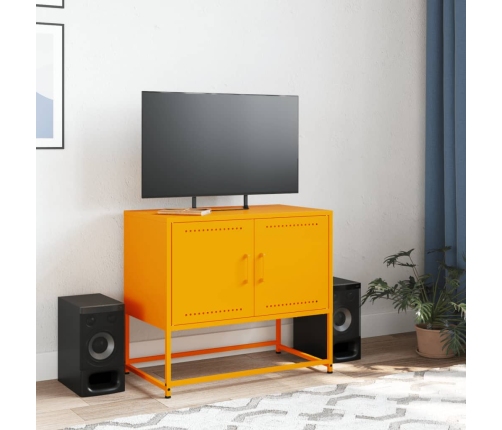 Mueble para TV de acero amarillo mostaza 68,5x39x60,5 cm