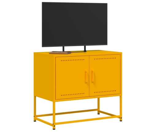 Mueble para TV de acero amarillo mostaza 68,5x39x60,5 cm