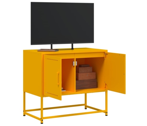 Mueble para TV de acero amarillo mostaza 68,5x39x60,5 cm