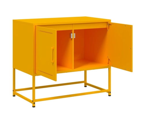 Mueble para TV de acero amarillo mostaza 68,5x39x60,5 cm