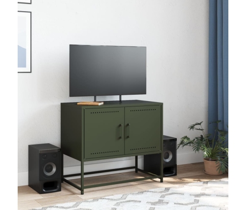 Mueble para TV de acero verde oliva 68,5x39x60,5 cm