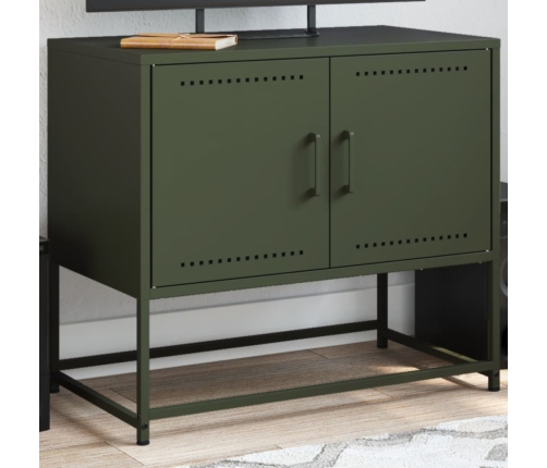 Mueble para TV de acero verde oliva 68,5x39x60,5 cm