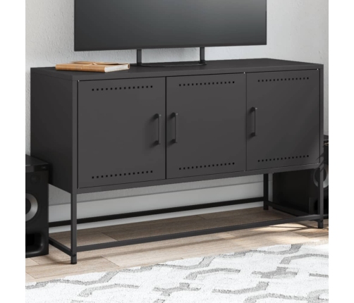 Mueble para TV de acero negro 100,5x39x60,5 cm