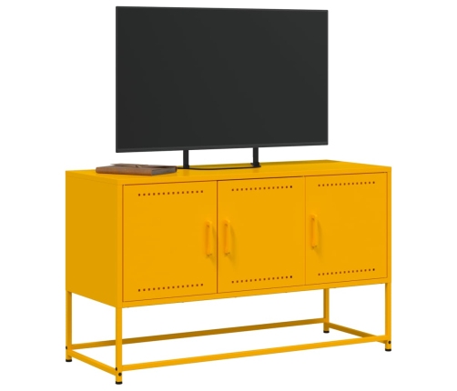 Mueble para TV de acero amarillo mostaza 100,5x39x60,5 cm