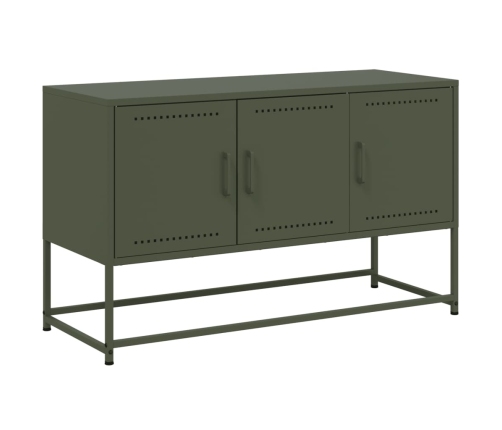 Mueble para TV de acero verde oliva 100,5x39x60,5 cm