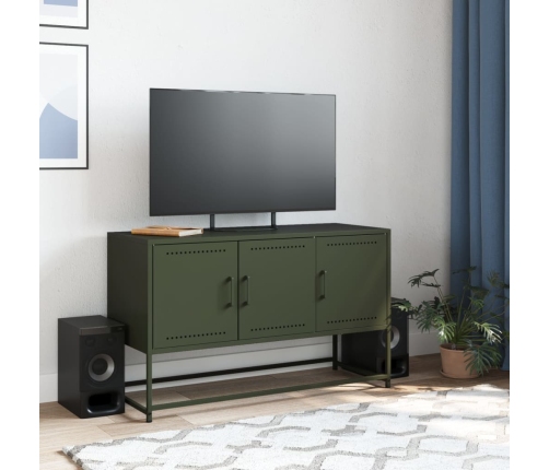 Mueble para TV de acero verde oliva 100,5x39x60,5 cm