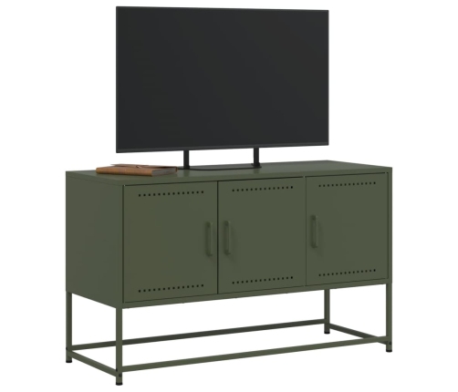 Mueble para TV de acero verde oliva 100,5x39x60,5 cm