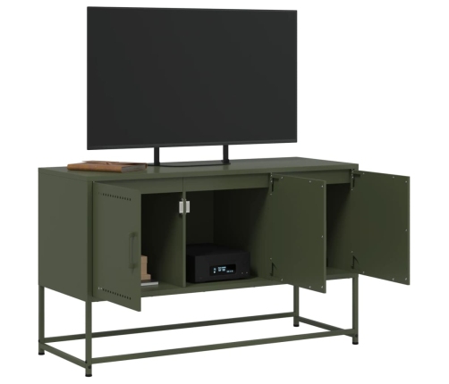 Mueble para TV de acero verde oliva 100,5x39x60,5 cm