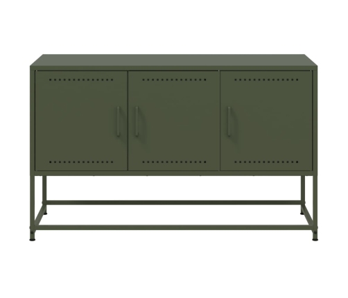 Mueble para TV de acero verde oliva 100,5x39x60,5 cm