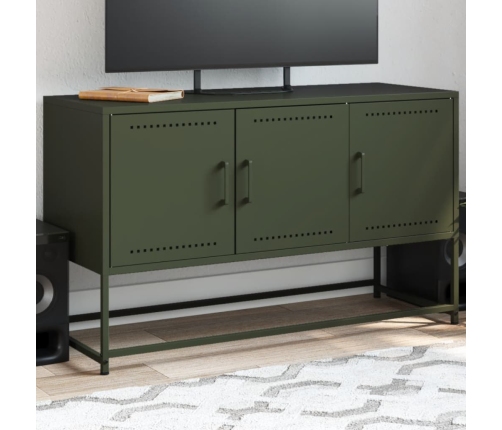 Mueble para TV de acero verde oliva 100,5x39x60,5 cm