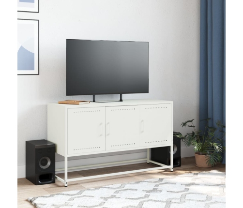 Mueble para TV de acero blanco 100,5x39x60,5 cm