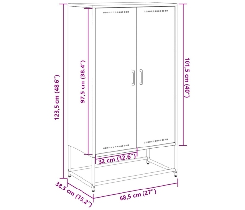 Aparador de acero blanco 68,5x38,5x123,5 cm