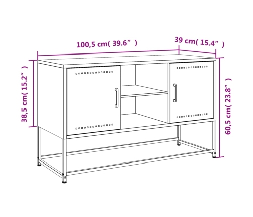 Mueble para TV de acero negro 100,5x39x60,5 cm