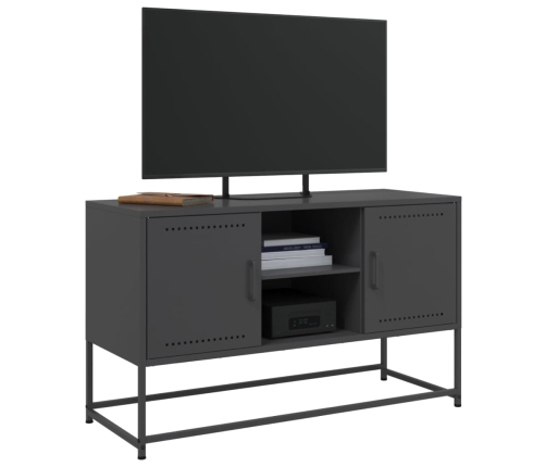 Mueble para TV de acero negro 100,5x39x60,5 cm