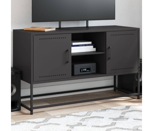 Mueble para TV de acero negro 100,5x39x60,5 cm