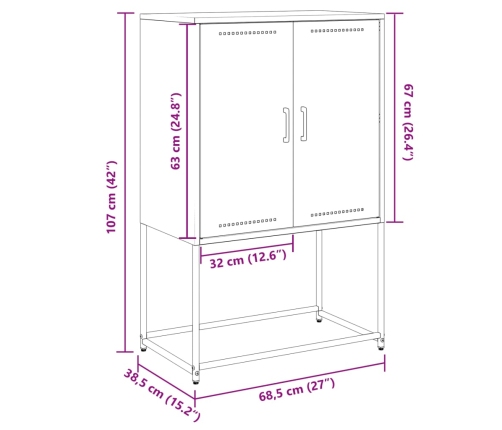 Mueble para TV de acero verde oliva 100,5x39x60,5 cm