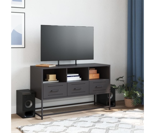 Mueble para TV de acero negro 100,5x39x60,5 cm