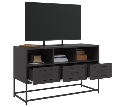 Mueble para TV de acero negro 100,5x39x60,5 cm