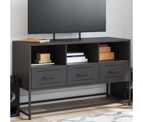 Mueble para TV de acero negro 100,5x39x60,5 cm