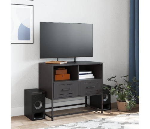 Mueble para TV de acero negro 68x39x60,5 cm