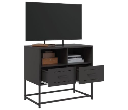 Mueble para TV de acero negro 68x39x60,5 cm