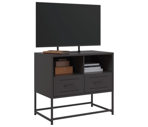 Mueble para TV de acero negro 68x39x60,5 cm