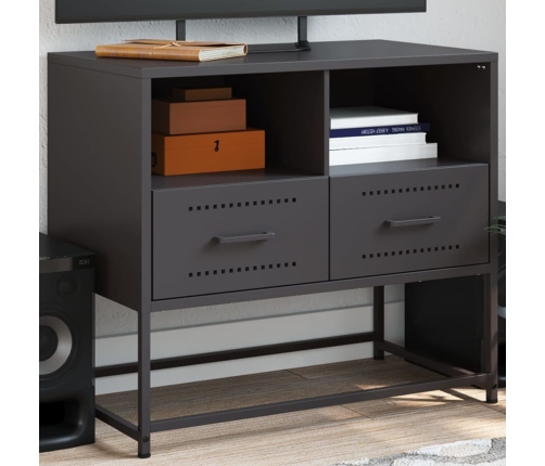 Mueble para TV de acero negro 68x39x60,5 cm