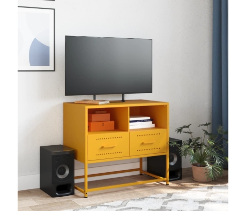 Mueble para TV de acero amarillo mostaza 68x39x60,5 cm