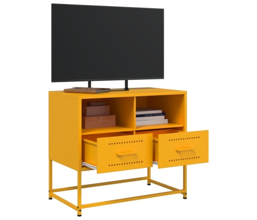 Mueble para TV de acero amarillo mostaza 68x39x60,5 cm